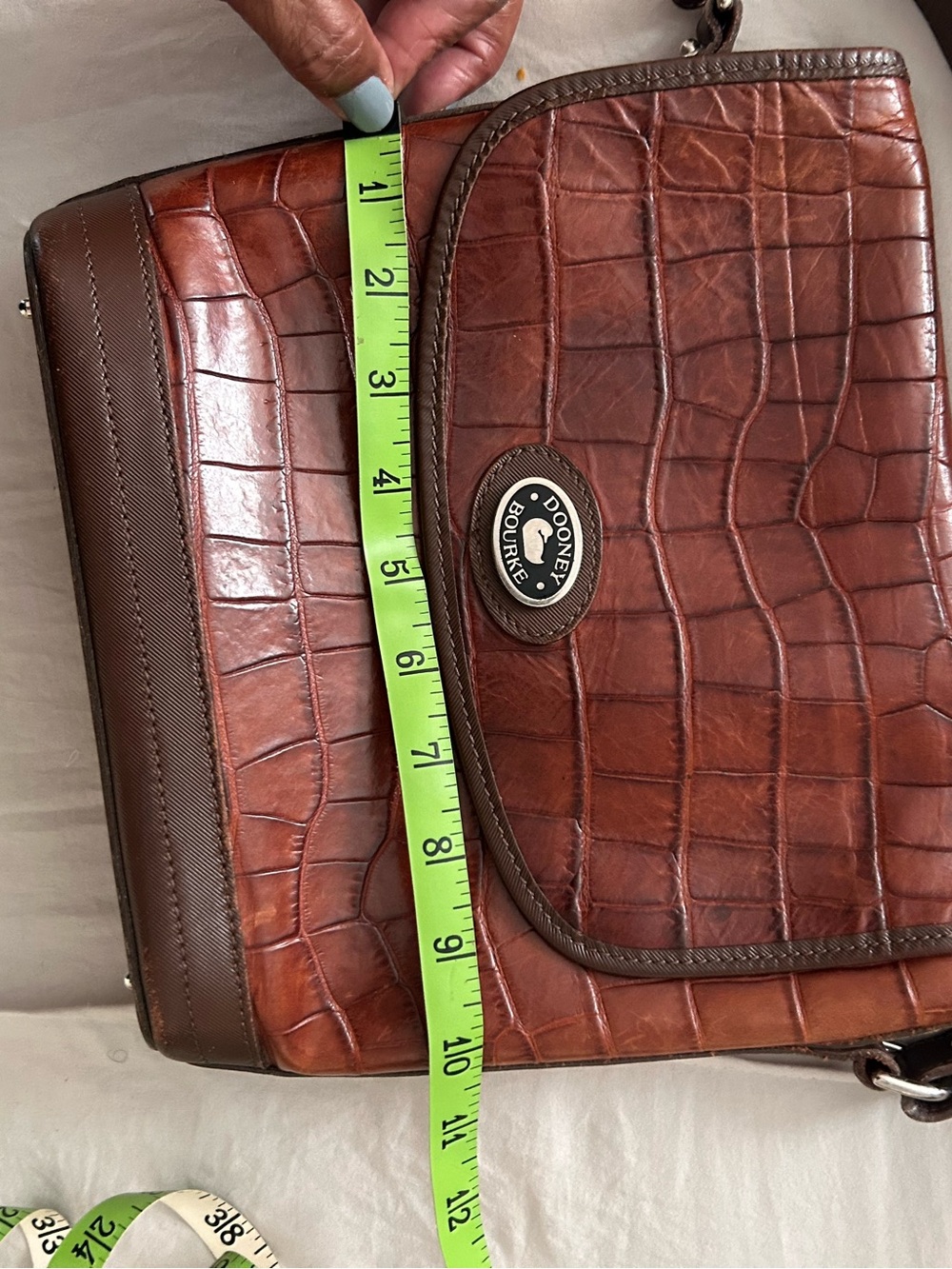 Dooney & Bourke Brown Crocodile-Embossed Messenger Bag - Picture 7 of 10